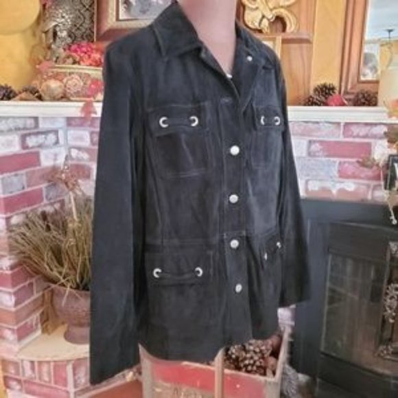 STYLE & CO BLACK LEATHER SUEDE JACKET 16W - Picture 3 of 7